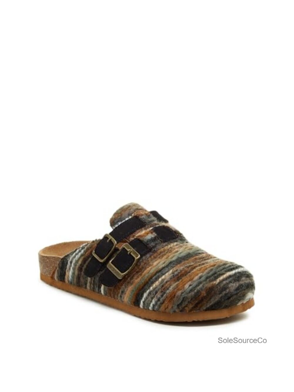 Faux Shearling Mules with Buckle Clogs for Women Cork Footbed